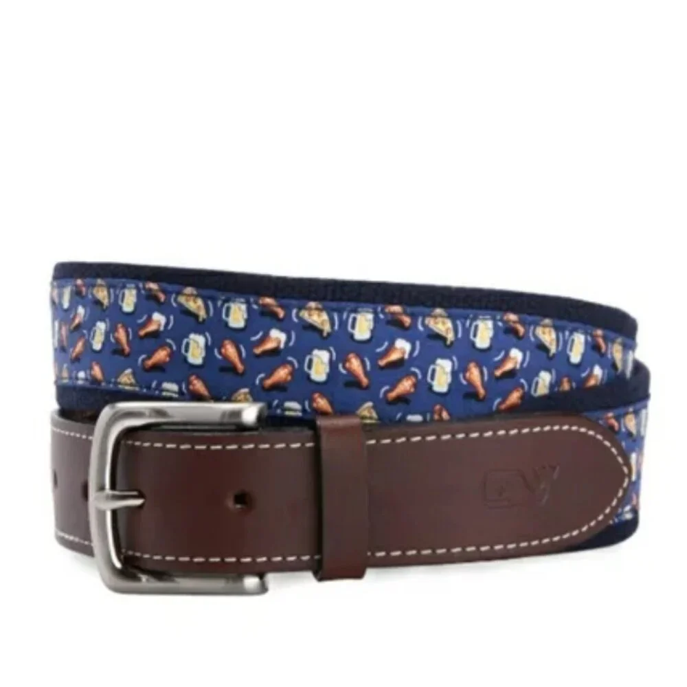 NWOT Vineyard Vines Pizza Wings Beer Canvas Club Belt